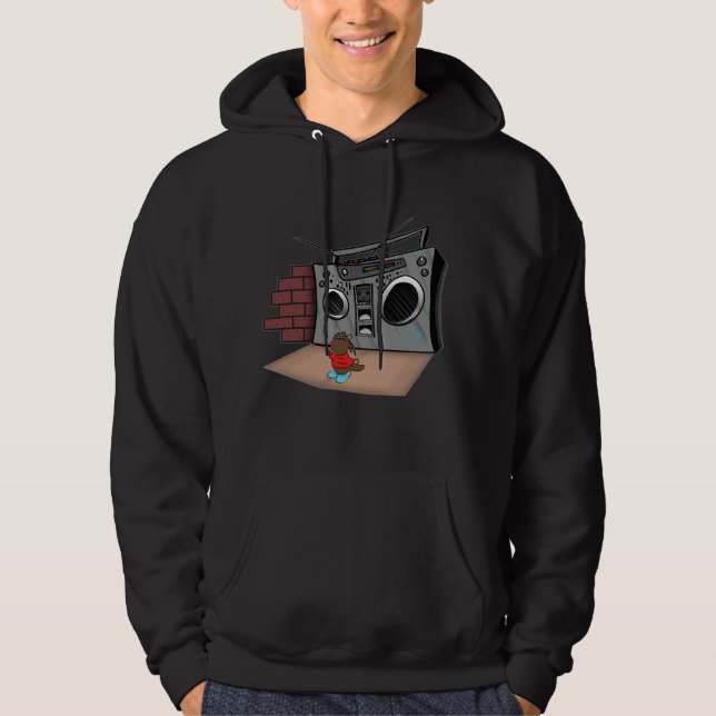 Graffiti Boom Box Break Dance Tecknad Hoodie (Framsida)