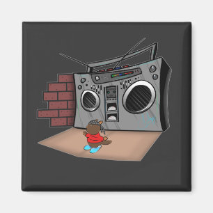 Graffiti Boom Box Break Dance Tecknad Magnet