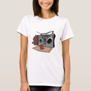 Graffiti Boom Box Break Dance Tecknad T Shirt