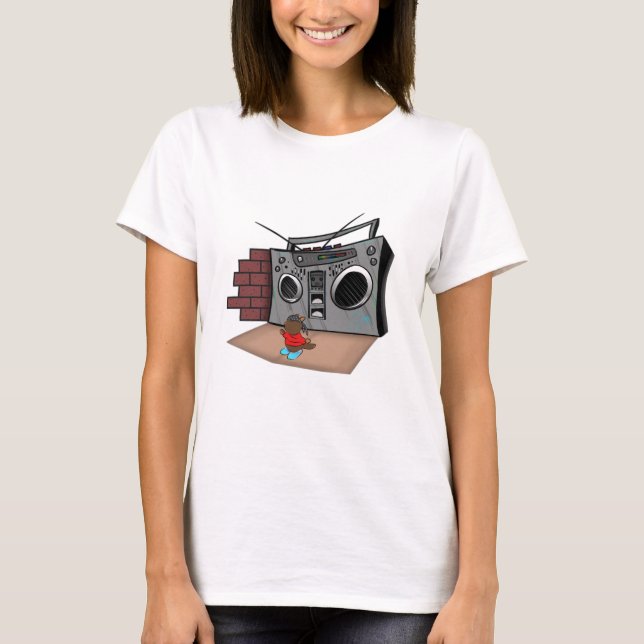 Graffiti Boom Box Break Dance Tecknad T Shirt (Framsida)