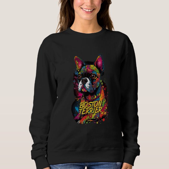 Graffiti Boston Terrier Mural Street Boston Terrie T Shirt (Framsida)
