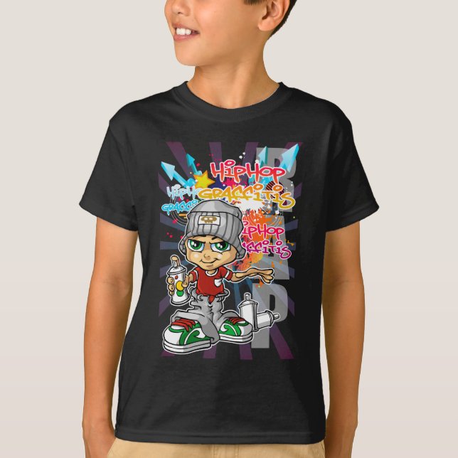Graffiti boy and background t-shirt (Framsida)