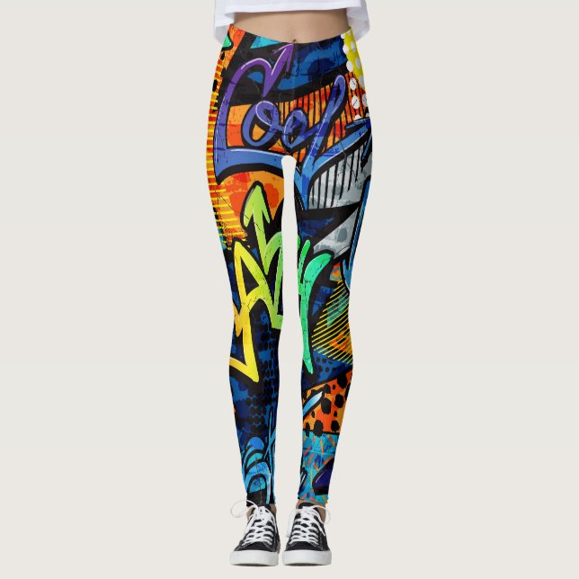 Graffiti Bricks: Urban Abstrakt Leggings (Framsida)