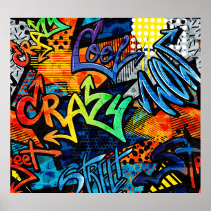 Graffiti Bricks: Urban Abstrakt Poster