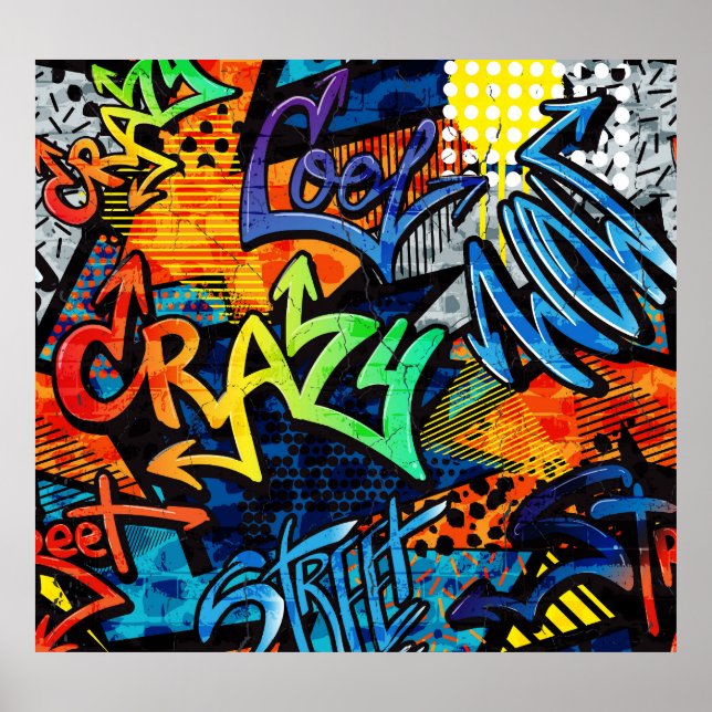 Graffiti Bricks: Urban Abstrakt Poster (Framsidan)