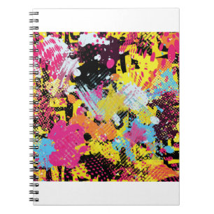 Graffiti bright psychedelic seamless mönster illus anteckningsbok