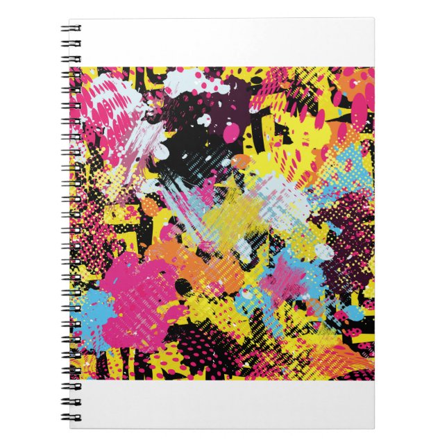 Graffiti bright psychedelic seamless mönster illus anteckningsbok (Framsidan)