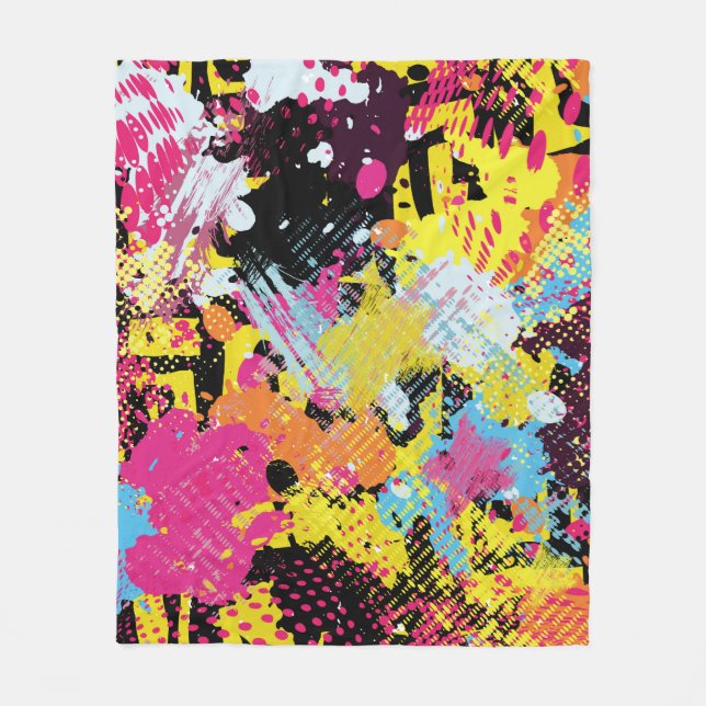 Graffiti bright psychedelic seamless mönster illus fleecefilt (Framsidan)