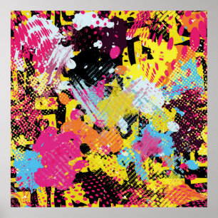 Graffiti bright psychedelic seamless mönster illus poster