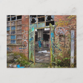 Graffiti Broken Window Abandoned Byggnad Postcard Vykort
