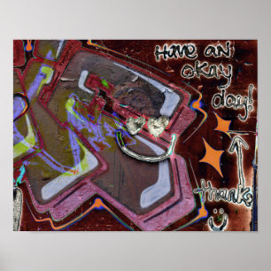 Graffiti Brown Rosa Urban Grunge Street Art Poster