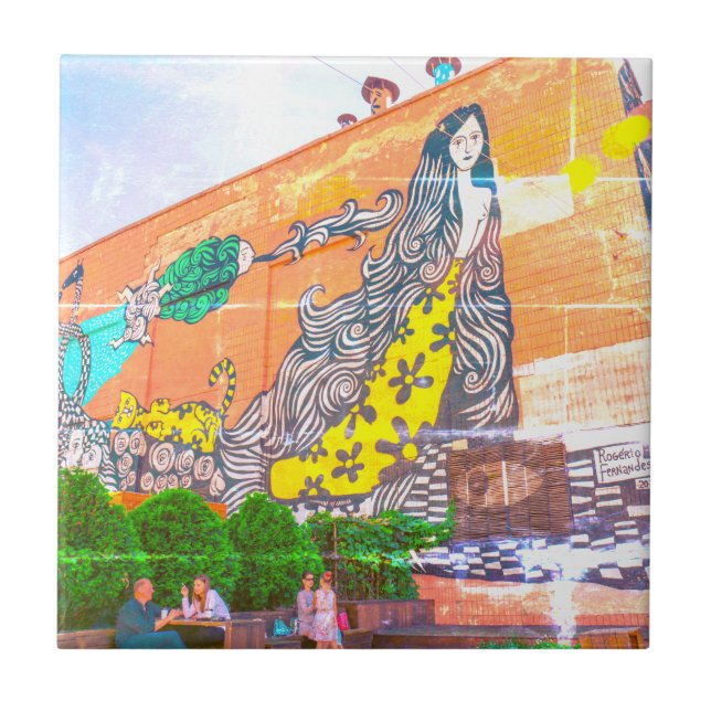 Graffiti Byggnad Architecture Sketch Kakelplatta (Framsidan)