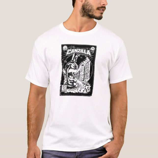Graffiti - CANZILLA - Retro SciFi Monster Comic T Shirt (Framsida)
