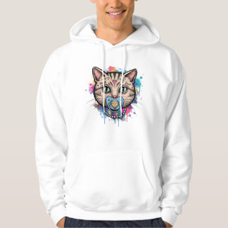 Graffiti Cat Ansikte Hoodie