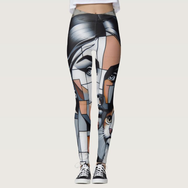 Graffiti Cat Dam Leggings (Framsida)