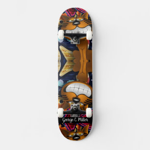 Graffiti Cat Mini Skateboard Bräda 18,5 Cm