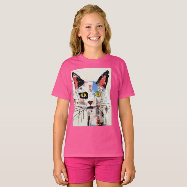 Graffiti Cat Urban Cool Feline T Shirt (Hel framsida)