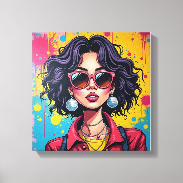 Graffiti Chic Girl Canvas Wall Art för Dorm Room (Framsida)