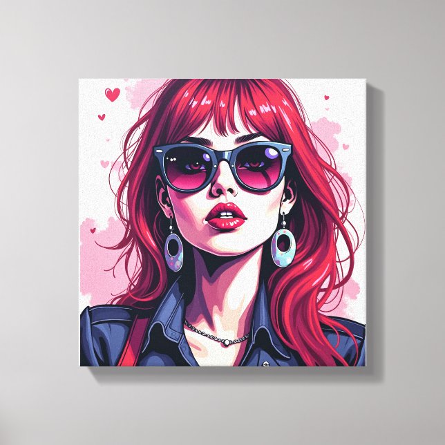 Graffiti Chic Girl Canvas Wall Art för Dorm Room (Framsida)