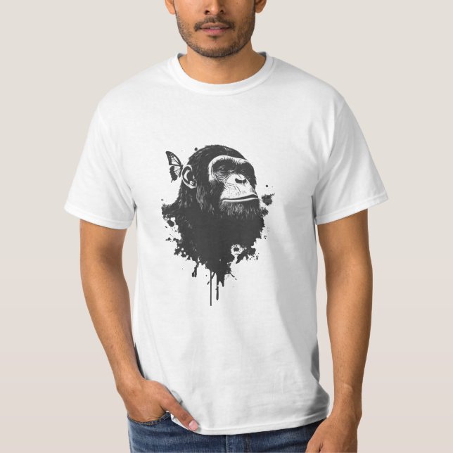 Graffiti Chimpanzee Street Art Animal Portrait Urb T Shirt (Framsida)