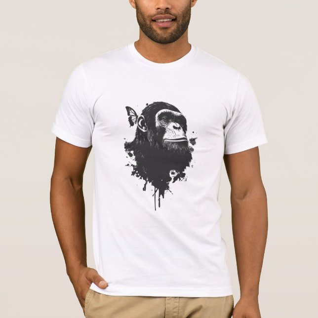 Graffiti Chimpanzee Street Art Animal Portrait Urb T Shirt (Framsida)