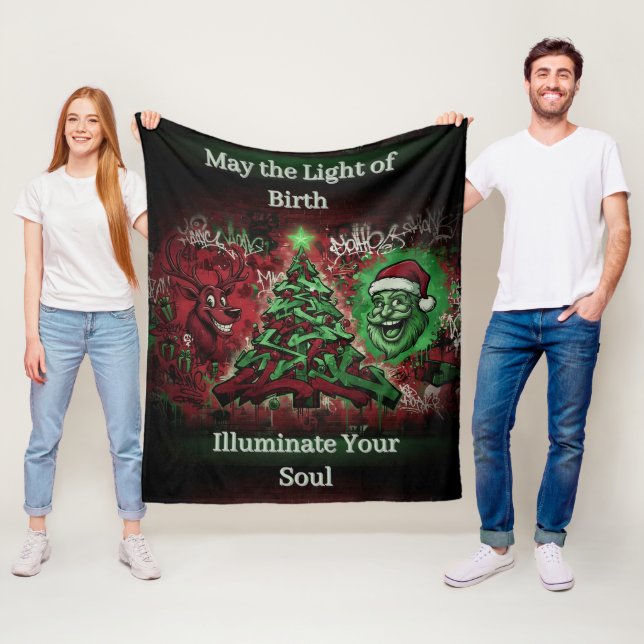 Graffiti Christmas Fleece Blanket 50x60 (På plats)