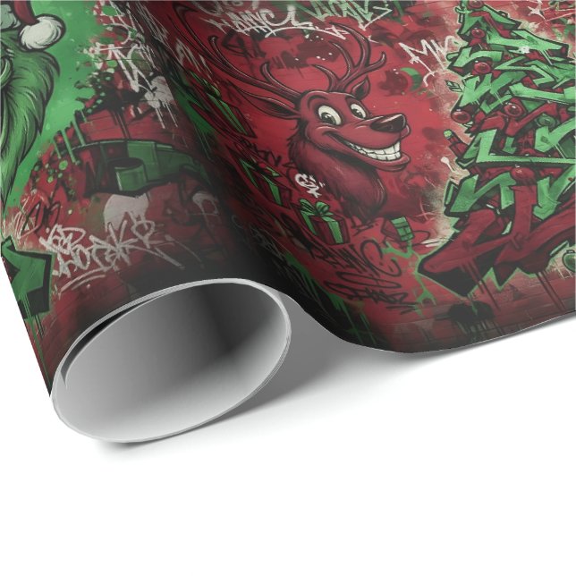 Graffiti Christmas Matte Wrapping Paper Presentpapper (Rullad Hörn)