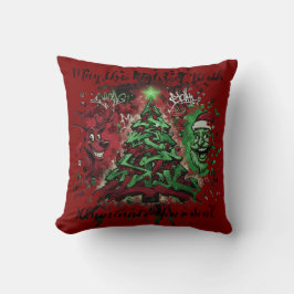 Graffiti Christmas Square Pillow 16x16 Kudde