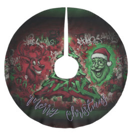 Graffiti Christmas Tree Skirt 44" Julgransmatta Borstad Polyester