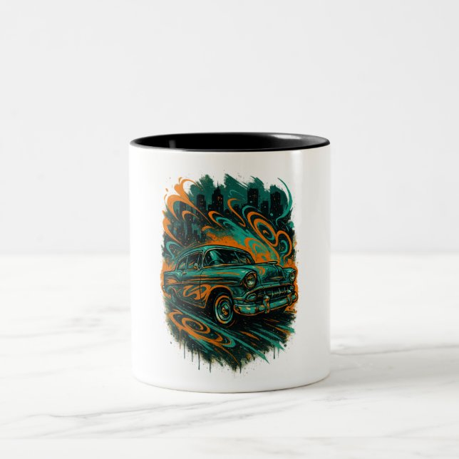 Graffiti Classic Car Mug Två-Tonad Mugg (Center)