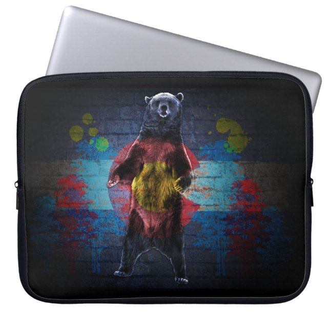 Graffiti Colorado flagga björn laptop sleeve (Framsidan)