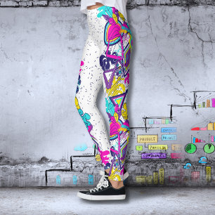 Graffiti colorful mönster   aktiv yoga för sport   leggings