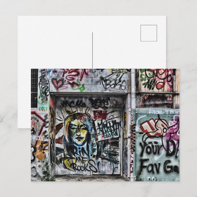 Graffiti Coola Modern Urban Street Art Vykort (Fram/baksida)