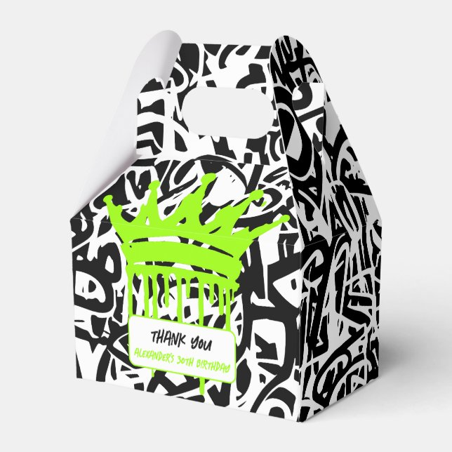 Graffiti Crown Svart Grön Tack Födelsedag Presentaskar (Baksidan Sidan)
