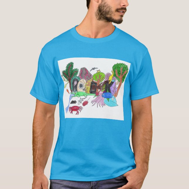 Graffiti Design #1 STEN i Färg på Light Blue T Shirt (Framsida)