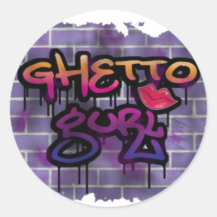 Graffiti-design (flicka) runt klistermärke