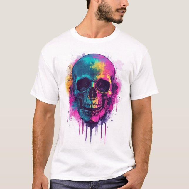 Graffiti Dödskalle Rebell T Shirt (Framsida)