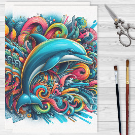 Graffiti Dolphin Rainbow of Färg Decoupage