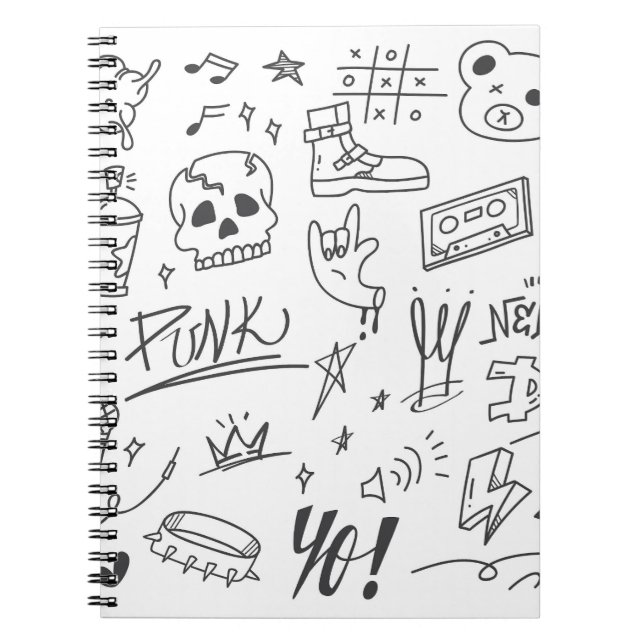 Graffiti Doodles: Punk Music Scribble Anteckningsbok (Framsidan)