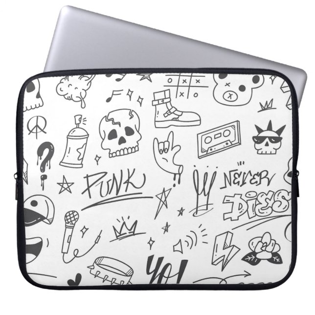 Graffiti Doodles: Punk Music Scribble Laptop Fodral (Framsidan)