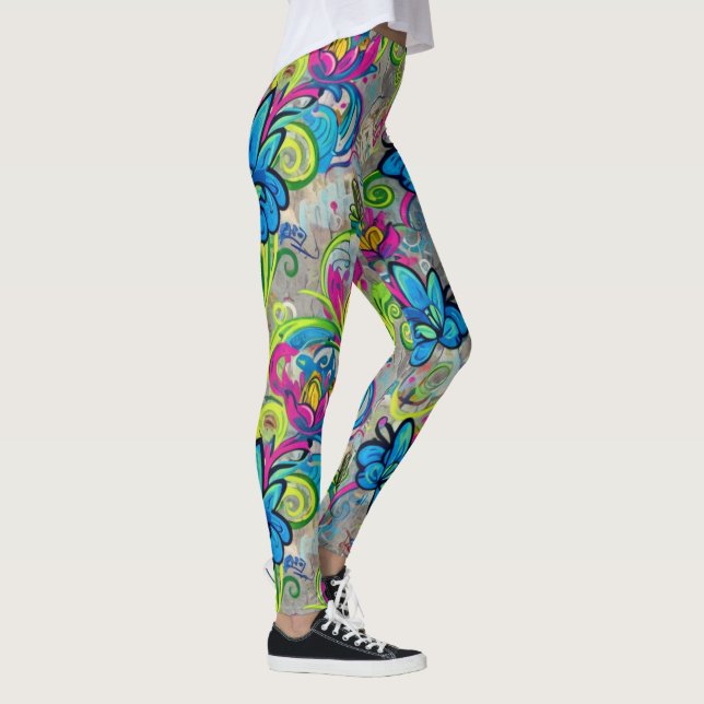 Graffiti Flowers Leggings (Höger)