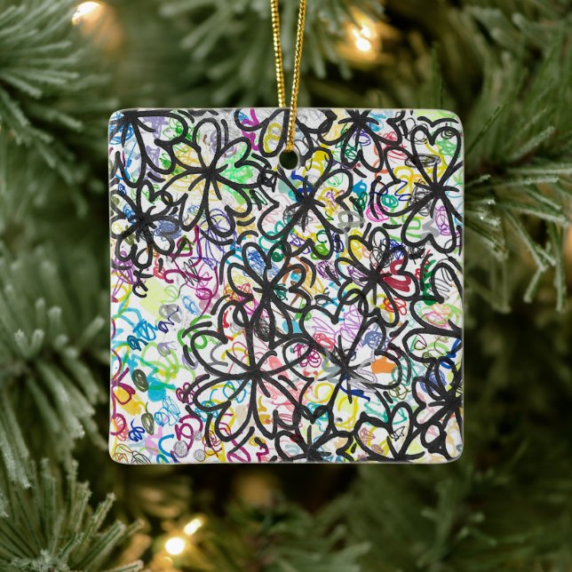 Graffiti Four Leaf Clovers Julgransprydnad Keramik (Träd)