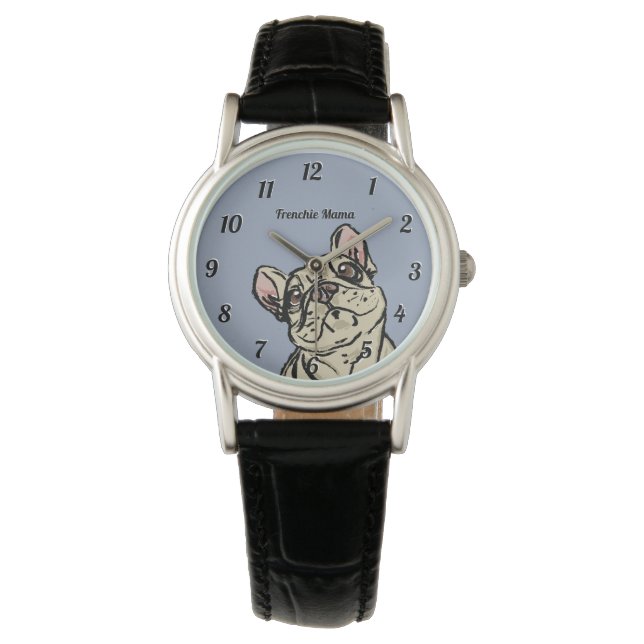 Graffiti fransk bulldog armbandsur (Framsida)