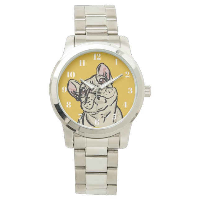 Graffiti fransk bulldog armbandsur (Framsida)