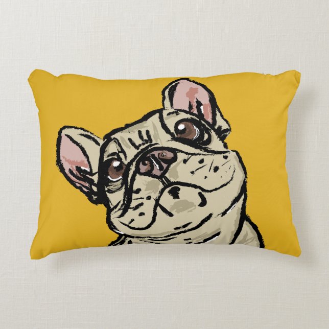 Graffiti fransk bulldog prydnadskudde (Framsidan)