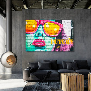 Graffiti Future är Bright Neon Girl & Sunglasses Canvastryck
