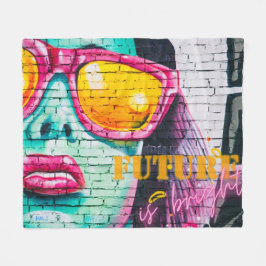 Graffiti Future är Bright Neon Girl & Sunglasses Fleecefilt