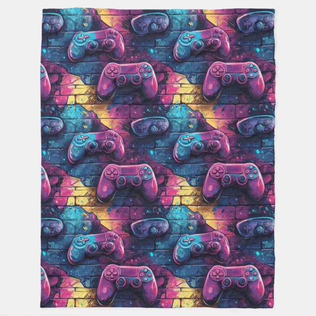 Graffiti GameController Urban Mönster Gamer Rum Fleecefilt (Framsidan)