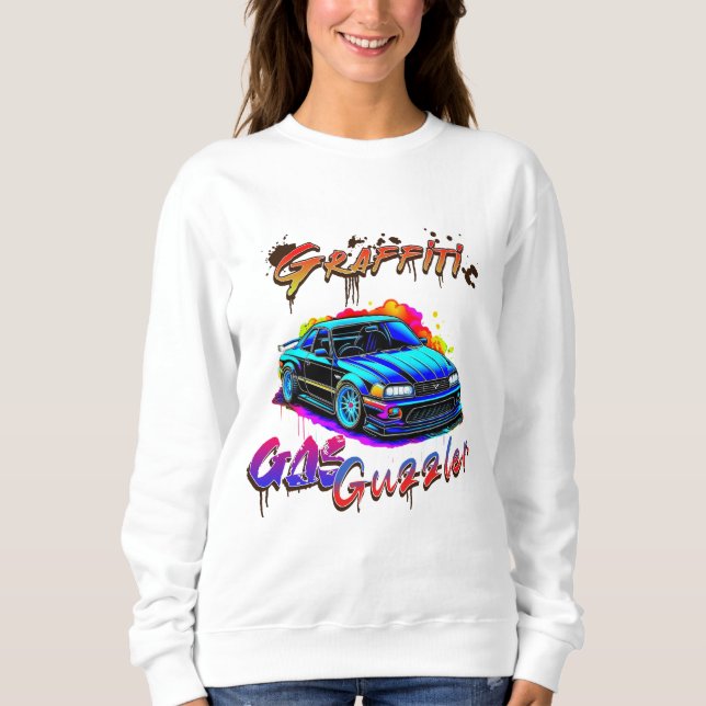 GRAFFITI GAS GUZZLER - DRIFT CAR T SHIRT (Framsida)
