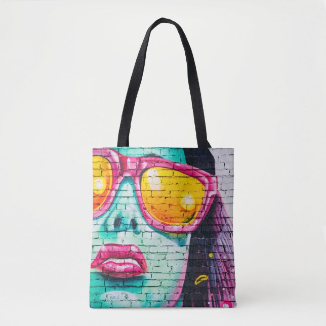 Graffiti girl tote tygkasse (Framsida)